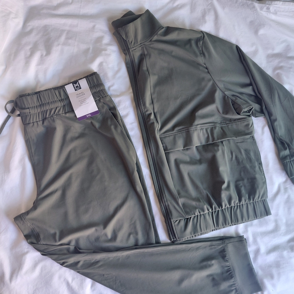 Olive Green Track Jacket and Pants Set